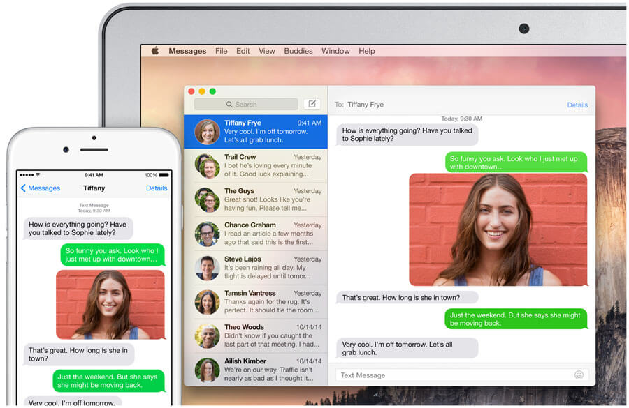 SMS MMS na iPad z iOS 8.1 Mac z Yosemite