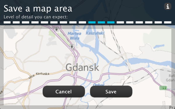 Mapy Nokia HERE save map area
