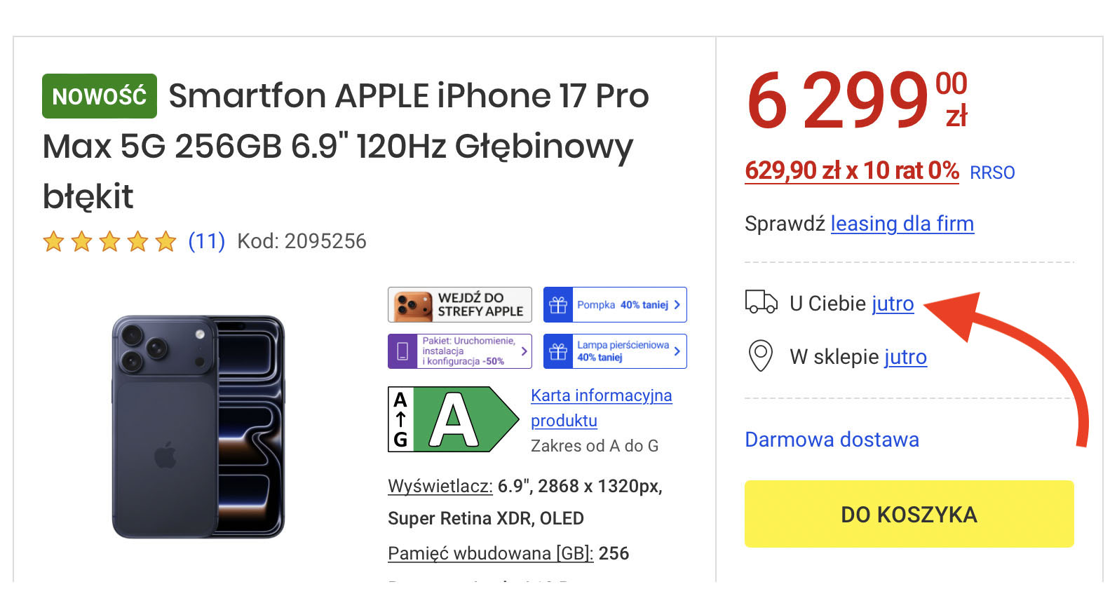 OKAZJA: iPhone 17 Pro Max (256 GB) dostępny od ręki